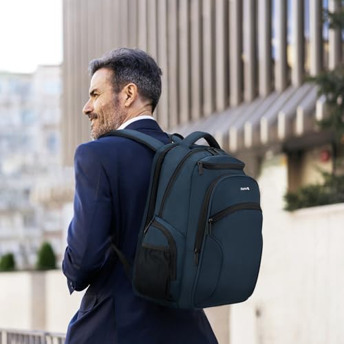 Hanke Carry-on Travel Backpack for Men Women - 18 Inch Travel Backpack Flight Approved Personal Item Size, TSA Lightweight College Large Backpack Fits 15.6" Laptop,with Luggage Strap(Navy Blue)