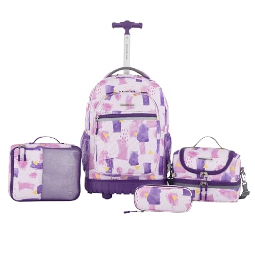 Travelers Club 4 Piece Rolling Backpack Set With Accessories, Water