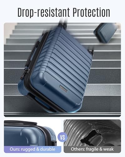 LIGHT FLIGHT Luggage Sets, Carry On Luggage 22x14x9 Airline Approved, Carry On Travel Bag Suitcases with Wheels, Expandable Hardside Lightweight Rolling with TSA Lock 2-Piece Set (DB/20),Royal Blue