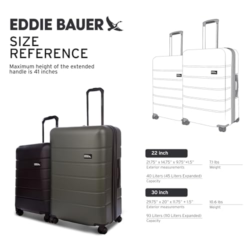 Eddie Bauer Glacier Hardside Spinner Durable PC/ABS Construction 2-Piece Set Suitcase Luggage, Storm