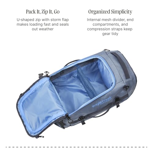 Eagle Creek Cargo Hauler Duffel Bag - Carry-On Duffel Bag for Travel - Easy Access Compartments - Lockable Zipper Opening - Water Resistant - Glacier Blue - 40L