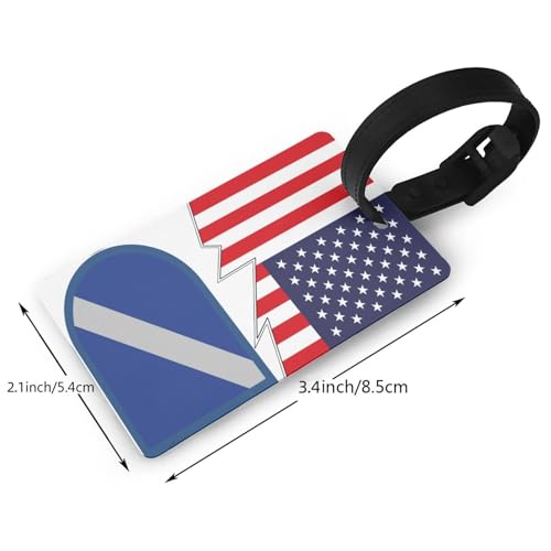 Former Us Army 17th Aviation Brigade-Pathfinder Platoon Beret Flash and America Luggage Tags for Suitcases Travel Tags ID Labels for Women Men Travel Bag Luggage Accessories