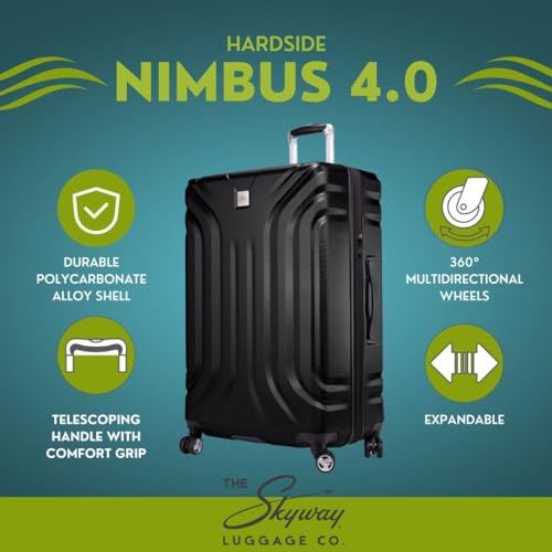 SKYWAY Nimbus 4.0 Hardside Spinner Luggage (Black, Checked-Large 28-Inch)