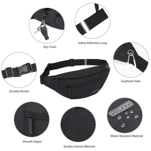 MAXTOP Large Crossbody Fanny Pack with 4-Zipper Pockets,Gifts for Enjoy Sports Festival Workout Traveling Running Casual Hands-Free Wallets Waist Pack Phone Bag Carrying All Phones