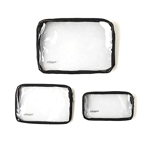 Baggallini Clear Travel Pouches - 3-Piece Cosmetic Bags Set - Lightweight Water Resistant Travel Essential