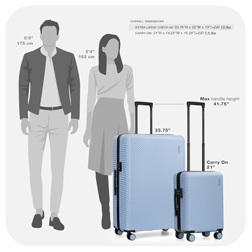 Travel Select Bridgetown Hardside Expandable Luggage w/TSA Lock, Light Blue, 21-Inch Carry-on