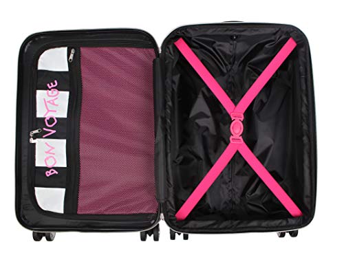 Betsey Johnson 30 Inch Checked Luggage Collection - Expandable Scratch Resistant (ABS + PC) Hardside Suitcase - Designer Lightweight Bag with 8-Rolling Spinner Wheels (Sunflower)