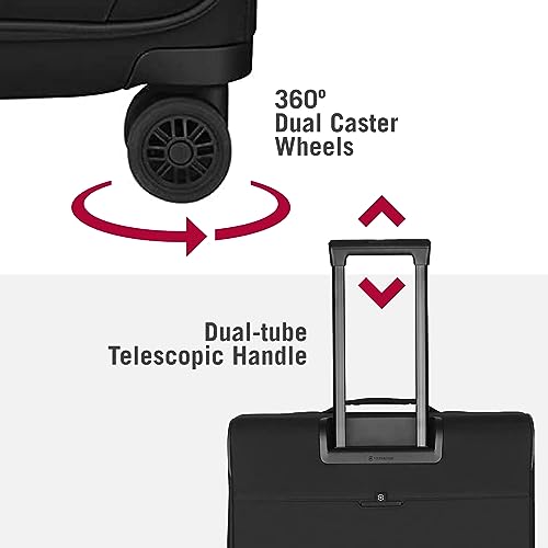 Victorinox Crosslight Large Softside Case - Large Travel Luggage with Spinner Wheels - Premium Traveling Essentials - Includes Foldable Pack Light Organizer - 106 Liter, Black