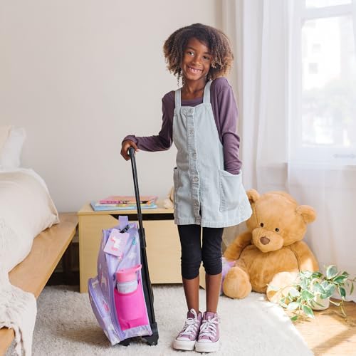 Wildkin Kids 16 Inch Rolling Luggage for Boys & Girls – Lightweight Carry-On Suitcase with Telescoping Handle & Rolling Wheels for School, Travel & Overnight Trips, Ages 3–7 – Unicorn