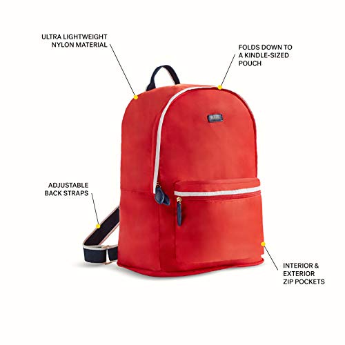Paravel Foldable Travel Backpack | Bebop Red | Everyday Lightweight, Packable Travel Hiking Nylon Daypack, Carry On Luggage Bag for Women and Men