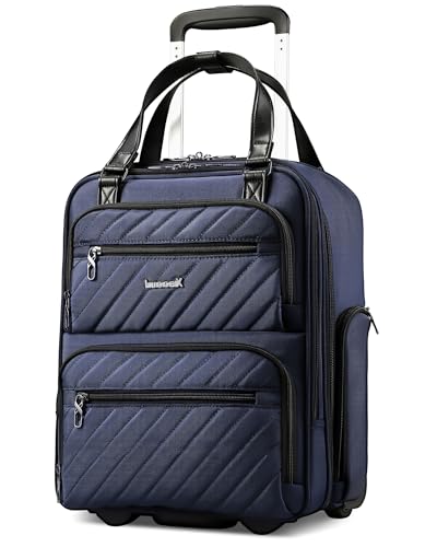 LUGGEX Underseat Carry On Luggage with Wheels, UDK Stylish Lightweight Under Seat Luggage, Soft Sided Personal Item Suitcase for Short Trip (UX-Core, Blue Black, 16 Inch)