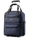 LUGGEX Underseat Carry On Luggage with Wheels, UDK Stylish Lightweight Under Seat Luggage, Soft Sided Personal Item Suitcase for Short Trip (UX-Core, Blue Black, 16 Inch)
