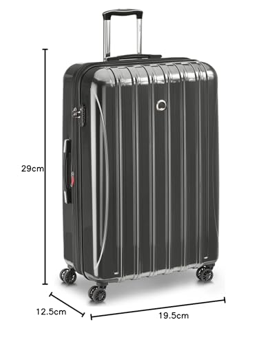 DELSEY PARIS Helium Aero Hardside Expandable Luggage with Spinner Wheels, Brushed Charcoal, Checked-Large 28 Inch