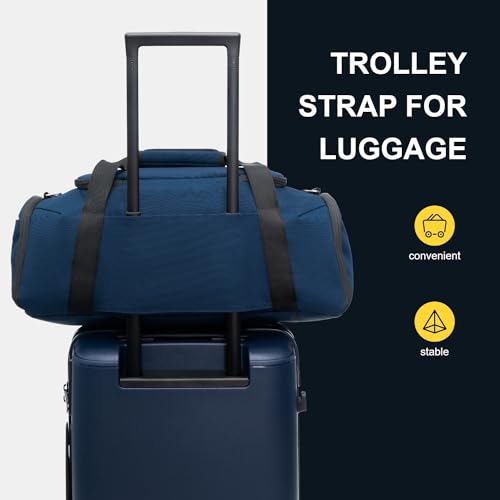 LEVEL8 Travel Duffle Bag Carry on Airline Approved, Water Resistant Sport Duffle, Weekender Bag for Men and Women, Blue, 30L