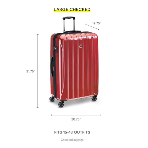 DELSEY PARIS Helium Aero Hardside Expandable Luggage with Spinner Wheels, Blue Cobalt, Checked-Large 28 Inch
