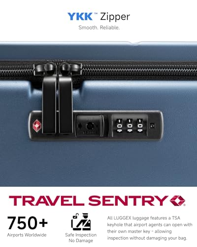 LUGGEX Top Opening Checked Luggage 26 Inch, FLA Aluminum Frame Trunk Style Luggage, Polycarbonate Hard Shell Suitcase (FX-Enhance, Blue, 80L)