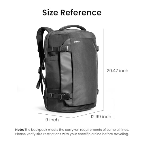 tomtoc Travel Backpack 40L, TSA Friendly Flight Approved Carry-on Luggage Hand Water-resistant Lightweight Business Rucksack, Durable Large Weekender Bag Daypack Fits 17.3 Inch Laptop, PFAS Free