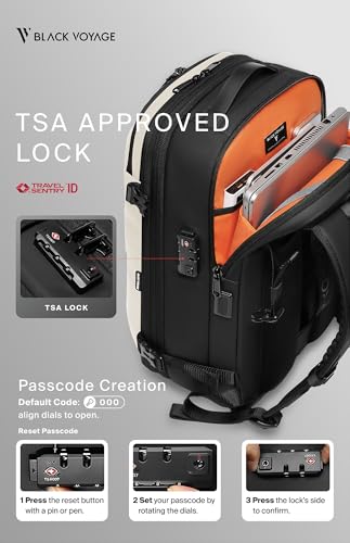 BlackVoyage Vortex Vacuum Seal Travel Backpack 60L Expandable Air Compression System Water Resistant TSA Lock Carry-On Suitcase Luggage White AERO Essential Series Vacuum Pump Included