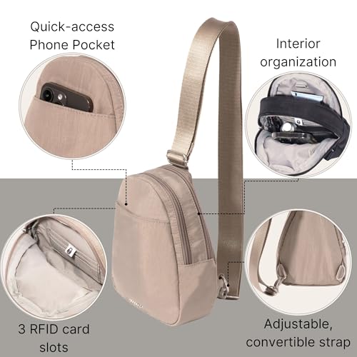 Baggallini Double Zip Mini Sling, Moonrock