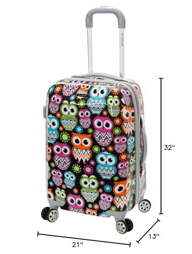Rockland Departure Hardside 2 Piece Spinner Wheel Luggage, (20"/28"), Owl
