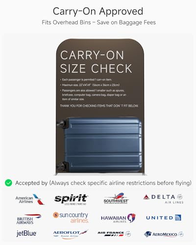 LUGGEX 3 Piece Set Luggage with Spinner Wheels,100% PC Hard Shell Suitcases with 360° Spinner Wheels & TSA Locks(Blue, 3 Piece Sets)