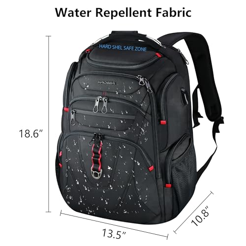 KROSER TSA Friendly Travel Laptop Backpack 17.3 inch XL Computer Backpack Water-Repellent College Daypack Business Backpack with RFID Pockets & USB Port for Men/Women-Black