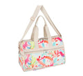 LeSportsac Abstract Canvas Deluxe Medium Weekender Crossbody Bag, Style 4318/Color E838, Vibrant Tropical Watercolor Style Brushstrokes Unite in Eclectic Modern Interpretive Wearable Art in Motion