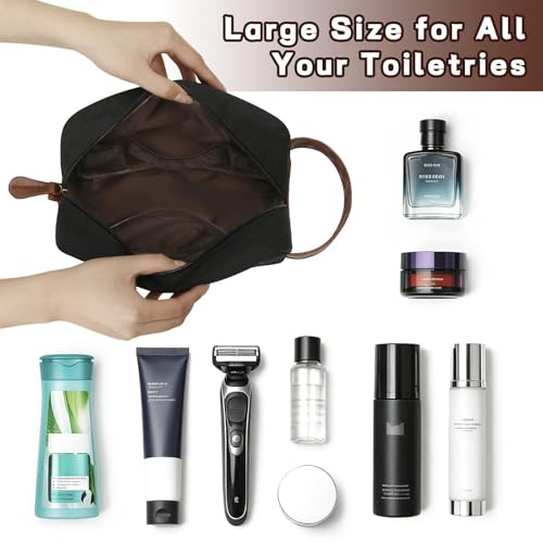 CLOUDWINGS Personalized Gifts for Men Dad - Initial Travel Toiletry Bag Hanging Dopp Kit, Waterproof Shaving Bag with Large Capacity, Fathers Day Birthday Gifts for Him Dad Husband Boyfriend (M)