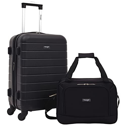 Wrangler Smart Spinner Hardside Luggage, 2 Piece Set, Black