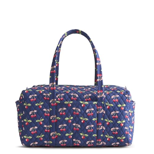 Vera Bradley Women's Premium Cotton Original Duffel Bag – Carry On Weekender Travel & Gym Bag – Cherry Picking, 40L