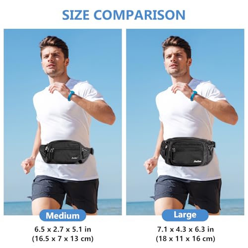 ProCase Fanny Pack Waist Packs for Men Women, Waist Bag Hip Pack for Travel Hiking Running Outdoor Sports -Black, Medium