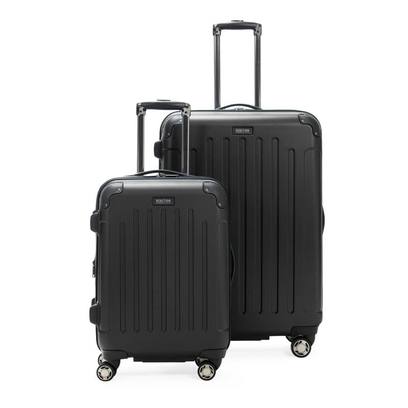 Kenneth Cole REACTION Renegade Luggage Expandable 8-Wheel Spinner Lightweight Hardside Suitcase, Black, 2-Piece Set (20"/28")