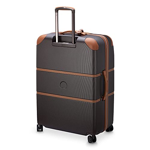 DELSEY PARIS Chatelet Air 2.0 Checked Suitcase 28 Inch Large, Hardside Polycarbonate Luggage, Dual-Density Spinner Wheels, TSA Lock, Chocolate Brown