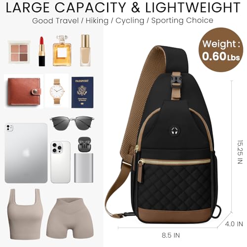 Vankor Small Crossbody Purses Bags for Women Men Travel, Chest Sling Bag Women Casual Cross Body Bag for Woman Sling Backpack Black