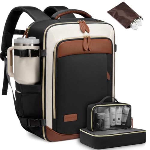 LOVEVOOK 40L Travel Backpack for Women, Carry On Backpack with 3 Packing Cubes,TSA Personal Item Travel Bag Airline Approved, Water Resistant Weekender Overnight Luggage Daypack, Fits 17.3 Inch Laptop