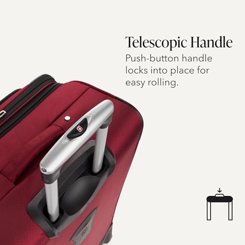 SWISSGEAR Sion Softside Expandable Spinner Luggage Durable Lightweight Travel Suitcase, Burgundy, Checked-Large