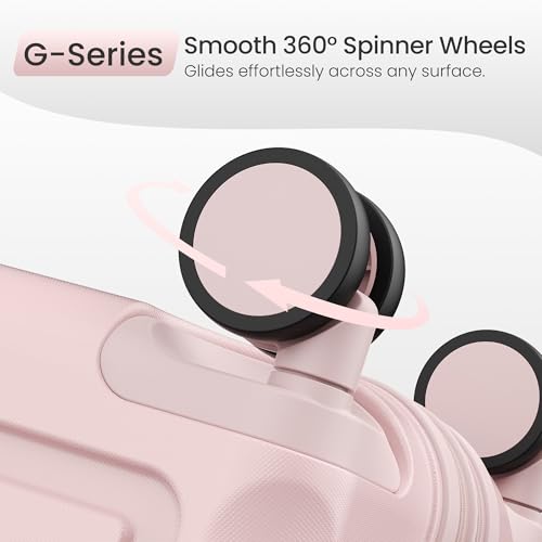 SHOWKOO Upgrade Luggage Sets 3pcs 100% PC Durable Expandable Luggage Suitcase with TSA Lock Double Wheels Pink