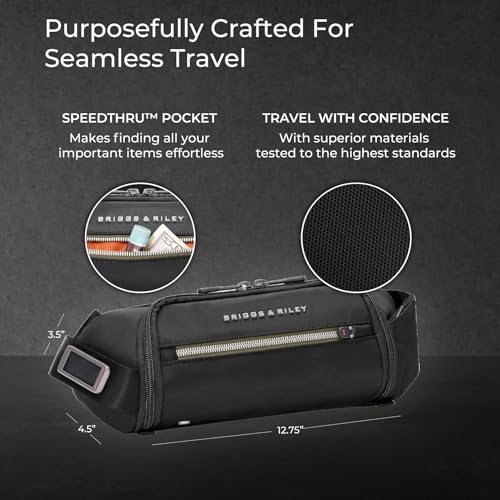 Briggs & Riley Sling Bag for Women & Men - Fanny Pack for Travel, Running, & Hiking, Durable Nylon Waist Bag, Adjustable Strap for Crossbody Wear, Self-Repairing Zippers - HTA Collection, Black