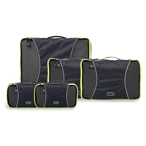 GOX Premium 5-Piece Packing Cubes Set for Travel, Lightweight Durable Luggage Organizer Bags with Double Zipper Mesh Top, 1 Large 2 Medium 2 Small, Nylon, Space-Saving Suitcase Storage (Black)