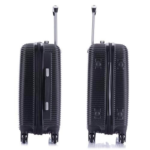 InUSA ROYAL Hardside Luggage with Ergonomic Handles | Spacious Travel Suitcase with Four Spinner Wheels and Studs | 20 Inch Hardside Carry-On Spinner Luggage | Black