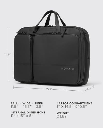 NOMATIC Laptop Bag: Slim Messenger Bag with RFID Pocket, Tech Organizer, Water-Resistant Zippers - 11-13.5L Expansion Design & Laptop Compartment for Work, Travel, or Daily Commute