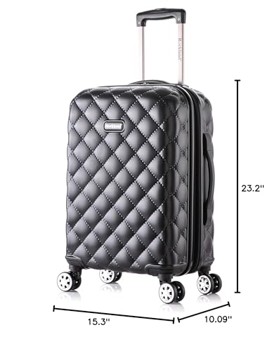 Rockland Melbourne Hardside Expandable Spinner Wheel Luggage, Quilt, Carry-On 20-Inch Black