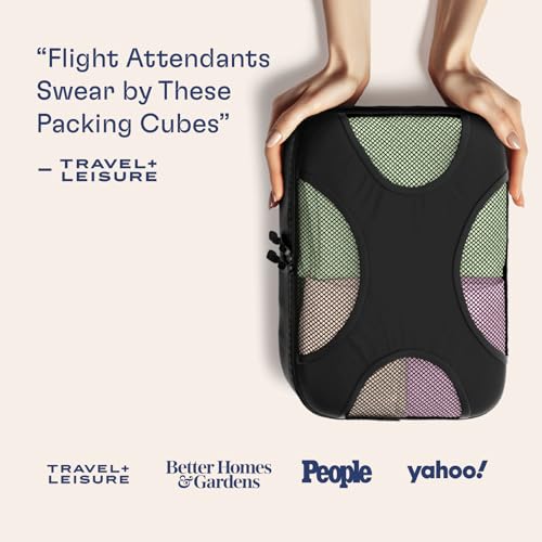 Shacke 5 Set Packing Cubes for Travel – Luggage Organizer & Suitcase Bags with Laundry Bag, Carry On Packing Organizer, Travel Accessories for Women Men (Pure Black)