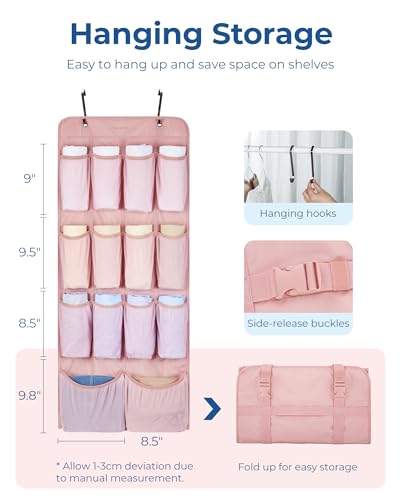 BAGSMART Hanging Compression Packing Cubes for Closet Organizers And Storage, 6 Set Suitcase Organizer Bags Set, Cruise Travel Essentials for Women, Latte Brown