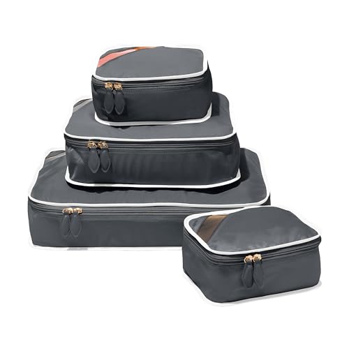 Paravel Packing Cube Quads | Luggage Organizer for Travel Accessories, Shoes, Toiletries, Laundry | 4 Pack Storage Cubes in Various Sizes | Flatiron Grey