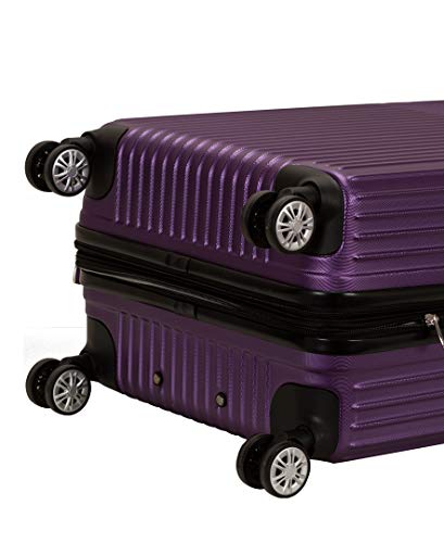 Rockland Pista Hardside Spinner Wheel Luggage Set, Purple, 3-Piece Set (20/24/28)