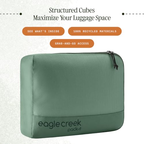 Eagle Creek Pack-It Reveal Cube - Lightweight Packing Cubes for Optimizing Luggage Space - Easy to Carry - Mesh Fabric - Water-Resistant - Easy Grab Zipper - Medium - Willow Green
