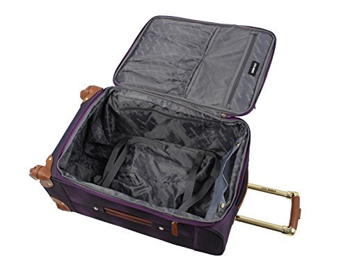 Steve Madden Designer-Gepckkollektion Leichter Softside-Koffer fr Damen und Herren strapazierfhige 50,8 cm groe Tragetasche mit 4 rollenden Spinner-Rdern, Shadow Purple, 20in, Carry on Bag With