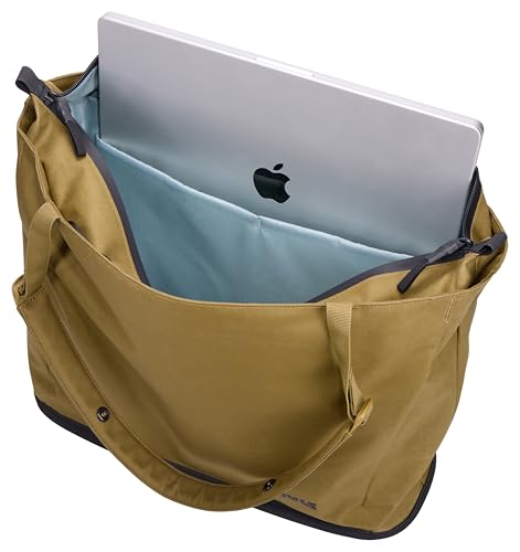Thule Aion Tote Bag - 100% recycled PFC-free waxed canvas fabric - Detachable inner sling included - 16" padded laptop sleeve - Wet/dry pocket - Internal bottle pocket