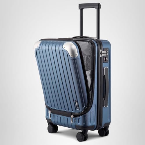 LEVEL8 Grace Luggage Sets Hardshell Suitcase with Wheels, Sturdy Large Suitcase Tsa Lock 20 Inch Expandable Carry on 24 Inch 28 Inch Checked Luggage, 3-Piece Set (20/24/28), Blue